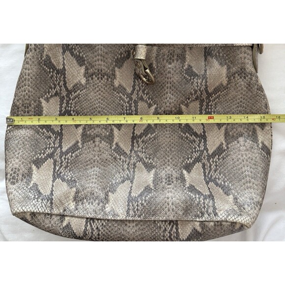 Cole Haan Designer Neutral Snake Print Leather Shoulder Hobo Bag Gold Hardware - Picture 16 of 16